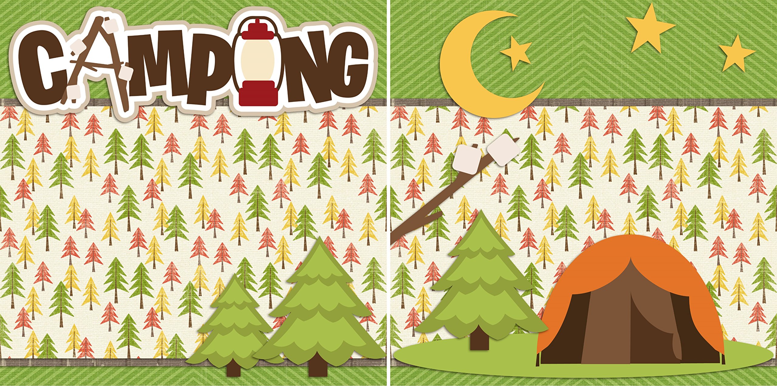Happy Campers Non-Photo Scrapbook Kit - 5 Double Page Layouts for Memory Keeping, DIY Scrapbooking, and Creative Journaling | Perfect for Travel Albums, Baby Books, and Family Keepsakes