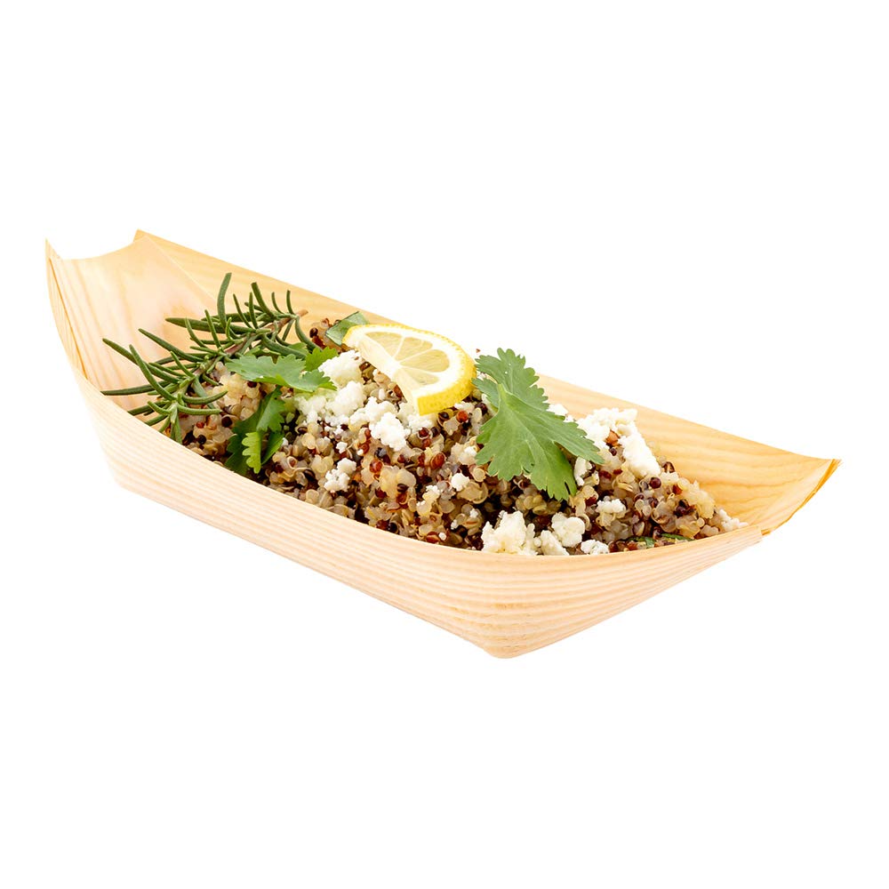 Restaurantware 8.8 x 4 Inch Disposable Food Boats - 200 Pack Heavy Duty Paper Snack Boats for Appetizers, Treats & Party Food | Perfect for Carnivals, Events & Catering