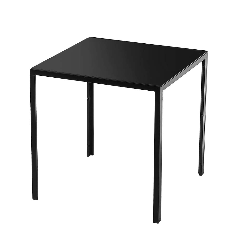 3-Piece Modern Black Glass Dining Table Set with 2 Velvet Chairs - Space-Saving Square Kitchen Table for Small Spaces | Perfect for Apartments, Breakfast Nooks & Cozy Dining Areas