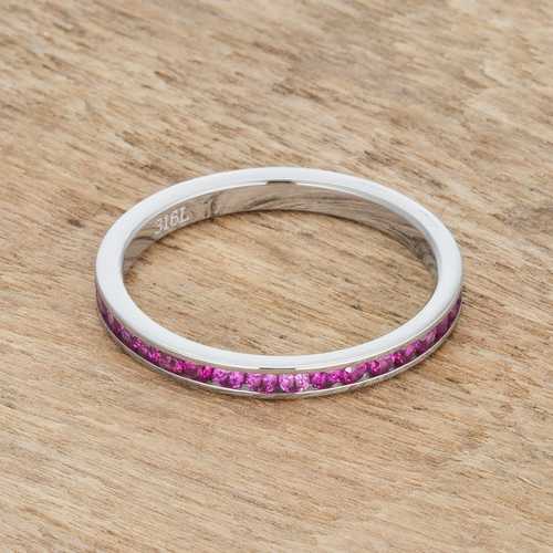 0.5ct Ruby & Cubic Zirconia Stainless Steel Eternity Band Ring for Women - Perfect for Weddings, Anniversaries & Special Occasions