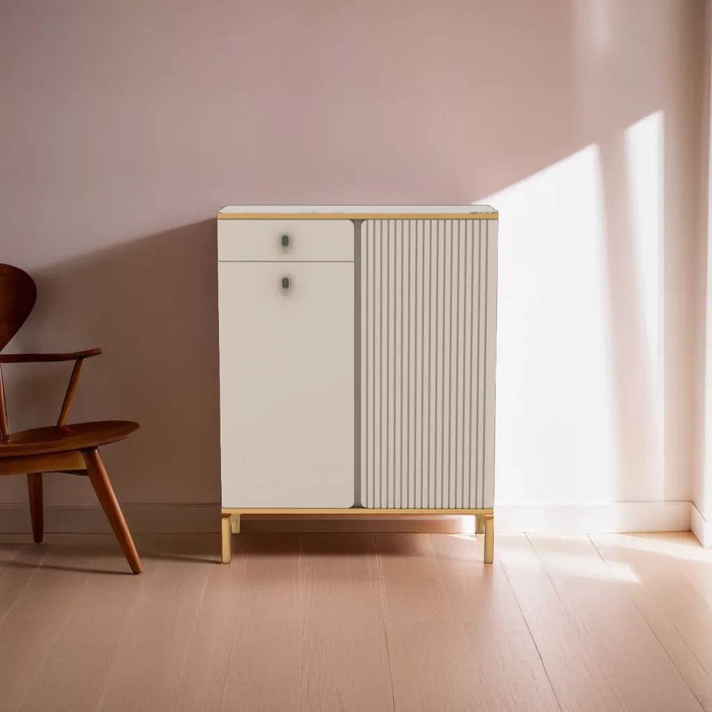 Koda 2 Door Shoe Cabinet with Durable Sintered Stone Top - 80cm Storage Organizer for Entryway, Hallway & Closet - Modern Shoe Rack for Home & Office Organization