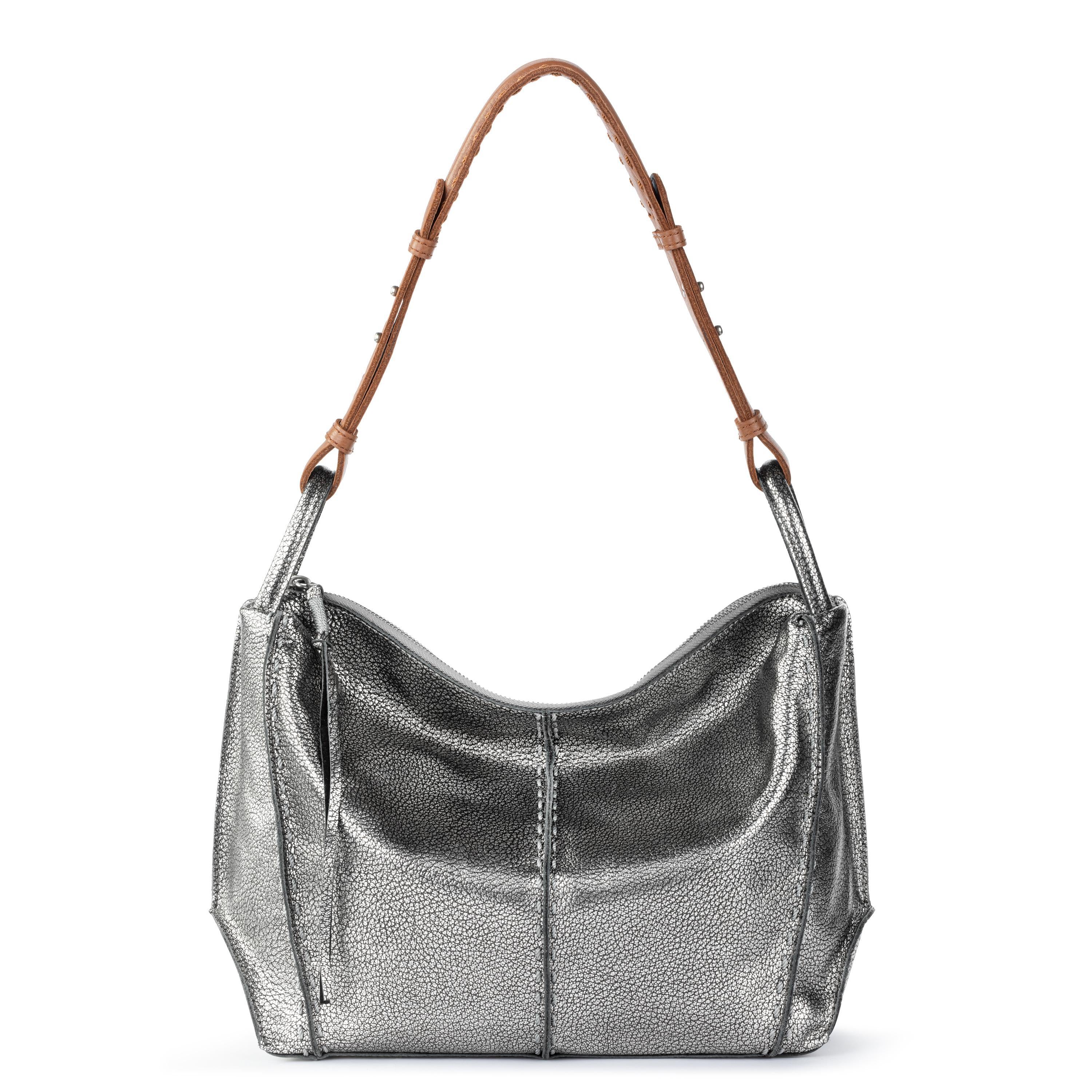 Los Feliz Hobo Leather Handbag - Dark Silver Crossbody Purse for Women | Stylish & Durable Everyday Bag for Work, Travel & Shopping
