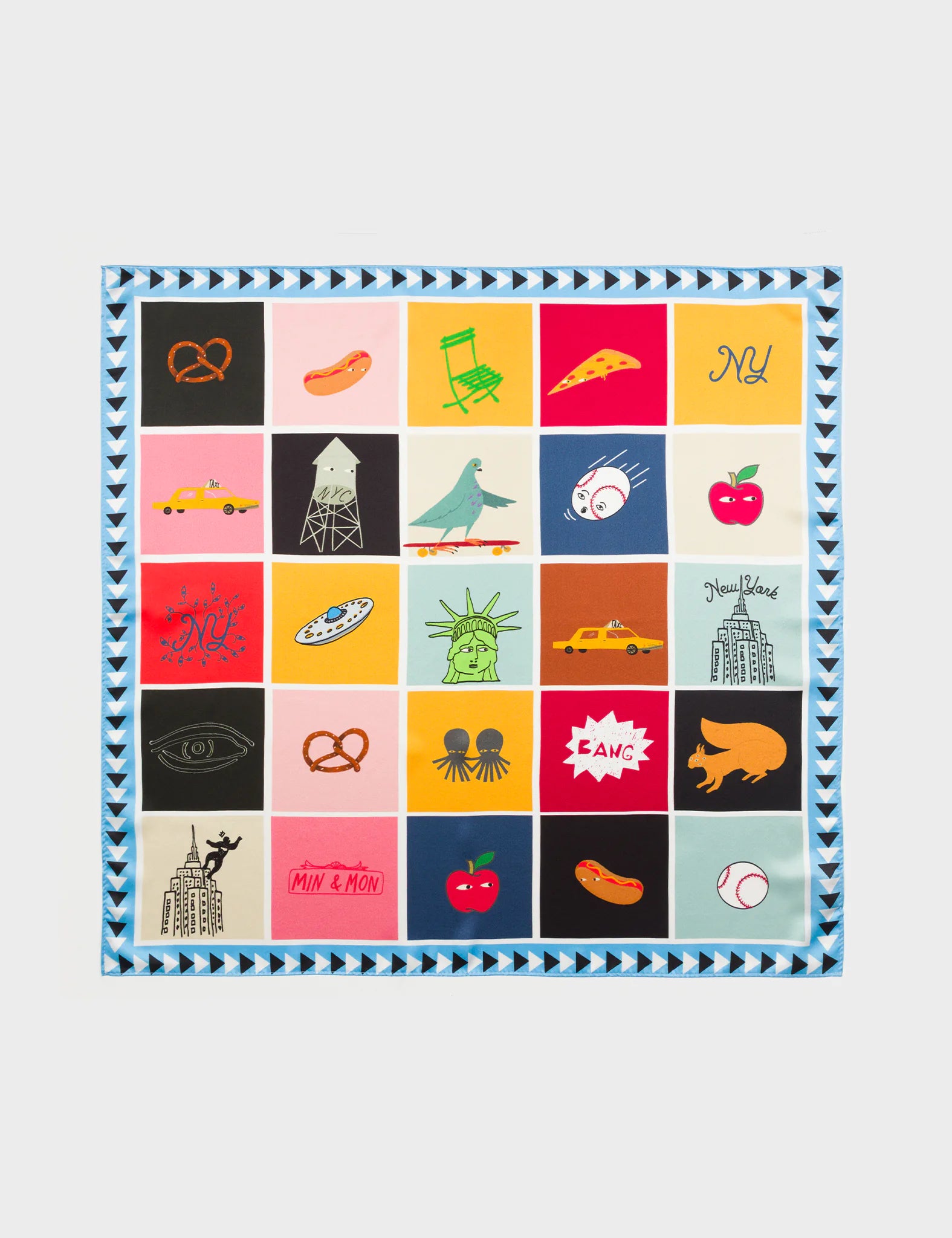 Elegant Blue Silk Scarf - New York Bingo Collection | Perfect for Women's Fashion Accessories, Gift Giving & Special Occasions