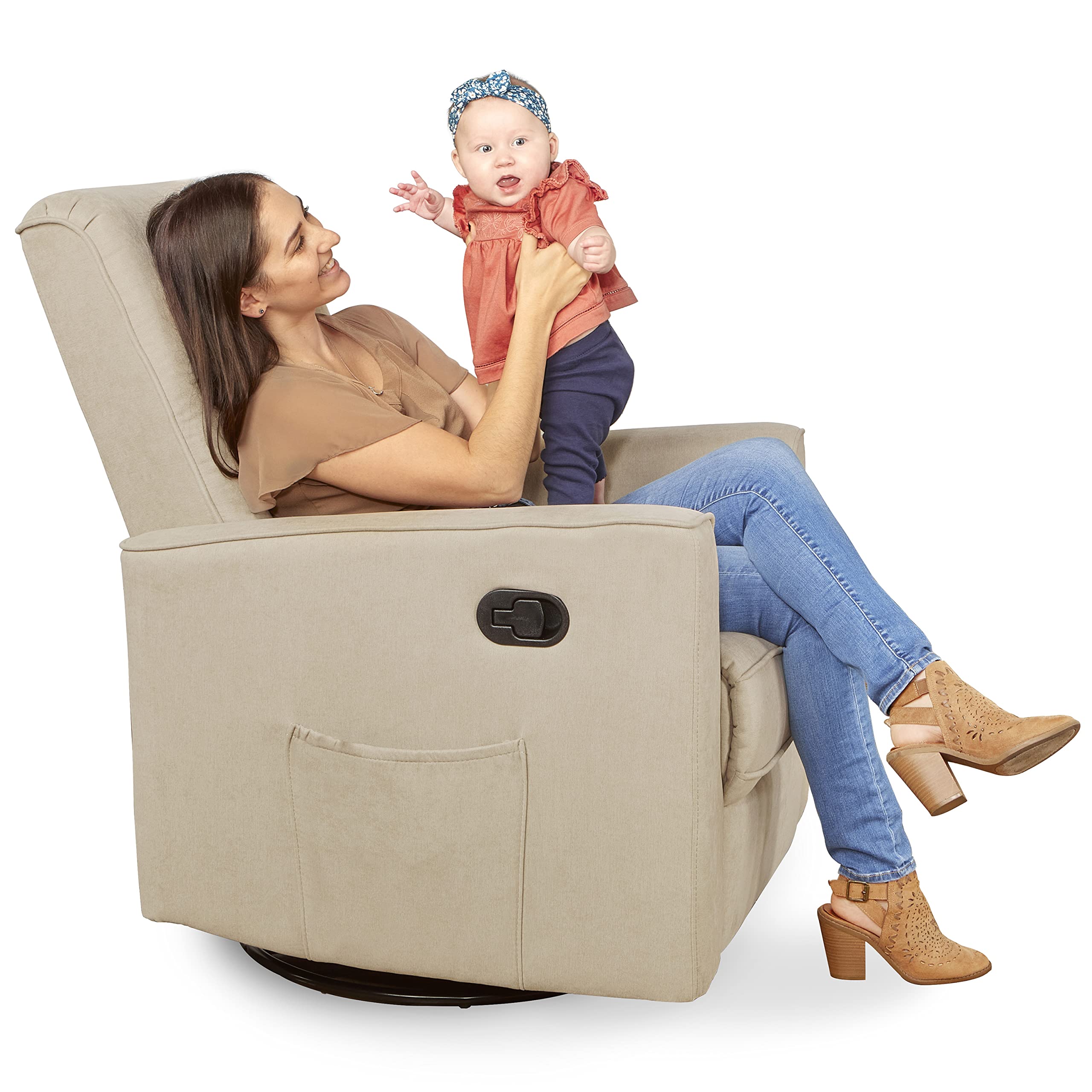 Evolur Raleigh Upholstered Nursery Glider Chair - Plush Swivel Rocker Recliner with Tool-Free Assembly, Easy to Clean & Eco-Friendly Design | Perfect for Breastfeeding, Baby Nursery & Relaxation
