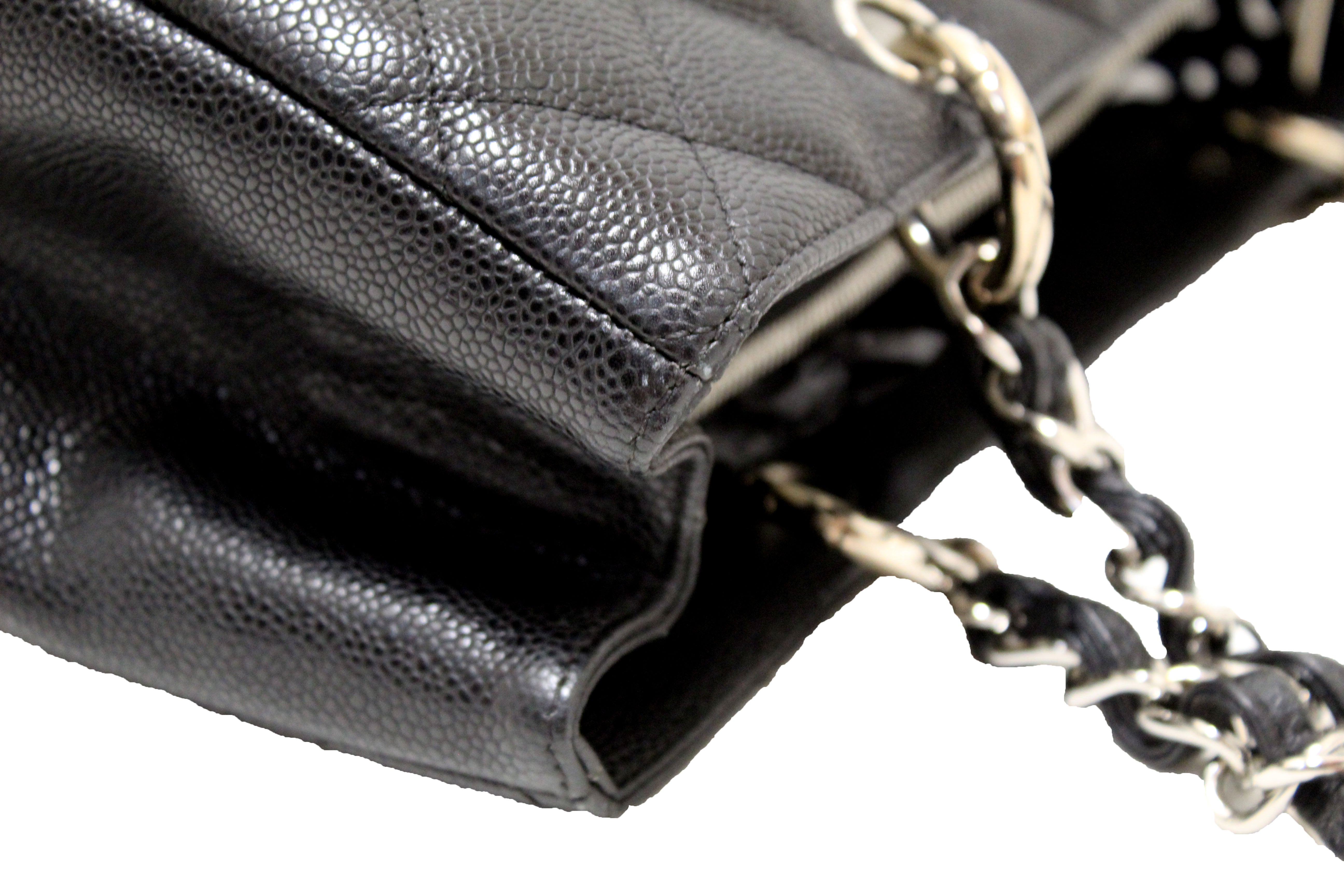 Authentic Chanel Black Quilted Caviar Leather Grand Shopping Tote Shoulder Bag for Women - Luxury Designer Handbag for Work, Travel & Everyday Use