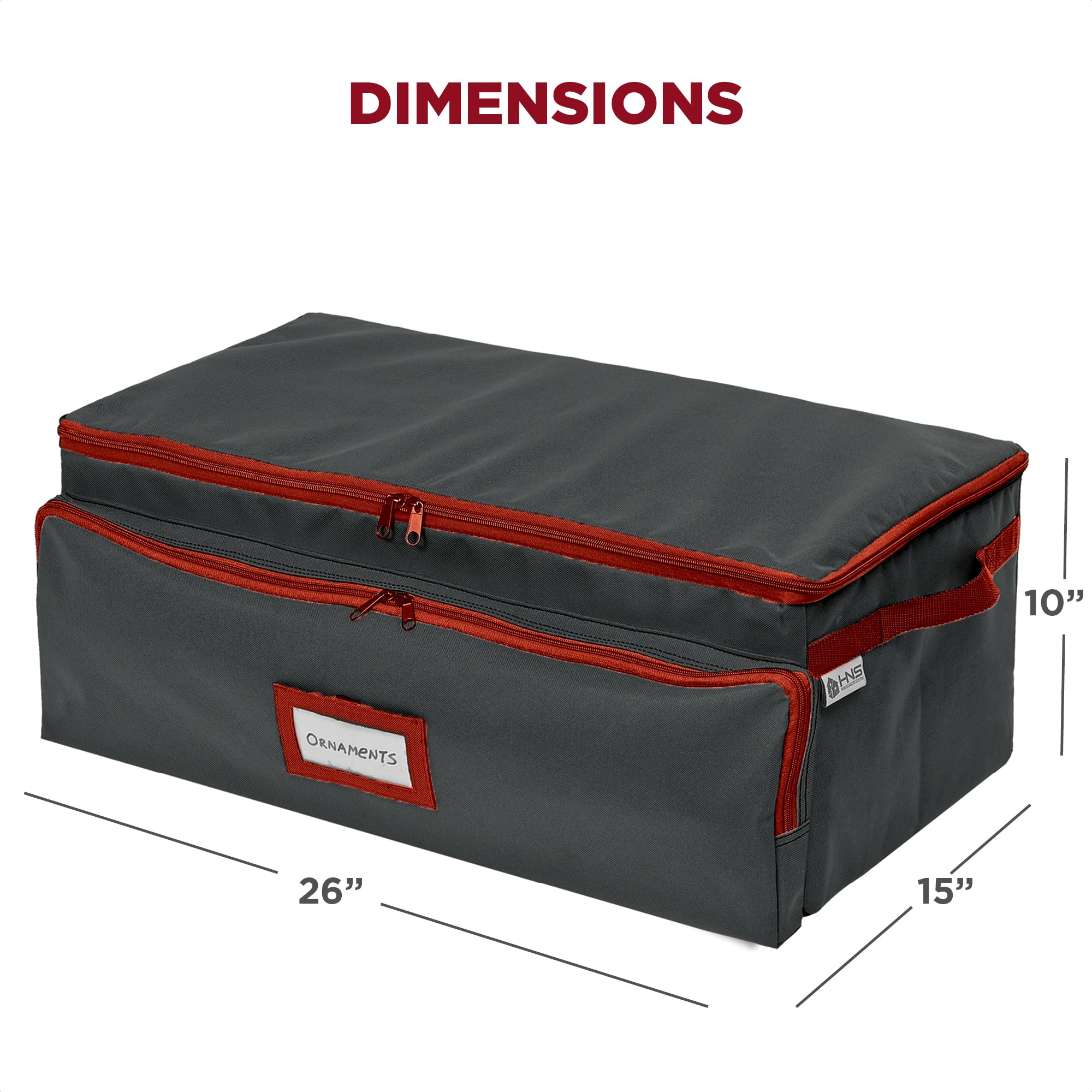 Premium Christmas Ornament Storage Box - 72 Ornaments & 6 Side Slots - Durable 600D Canvas for Holiday Decor Organization