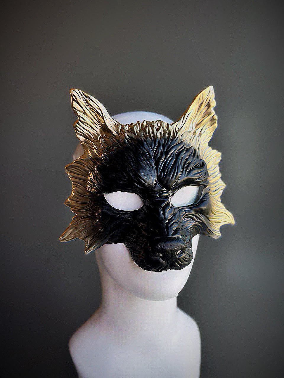 Premium Werewolf Mask - Black & Gold Halloween Costume Accessory for Cosplay, Horror Parties, and Themed Events