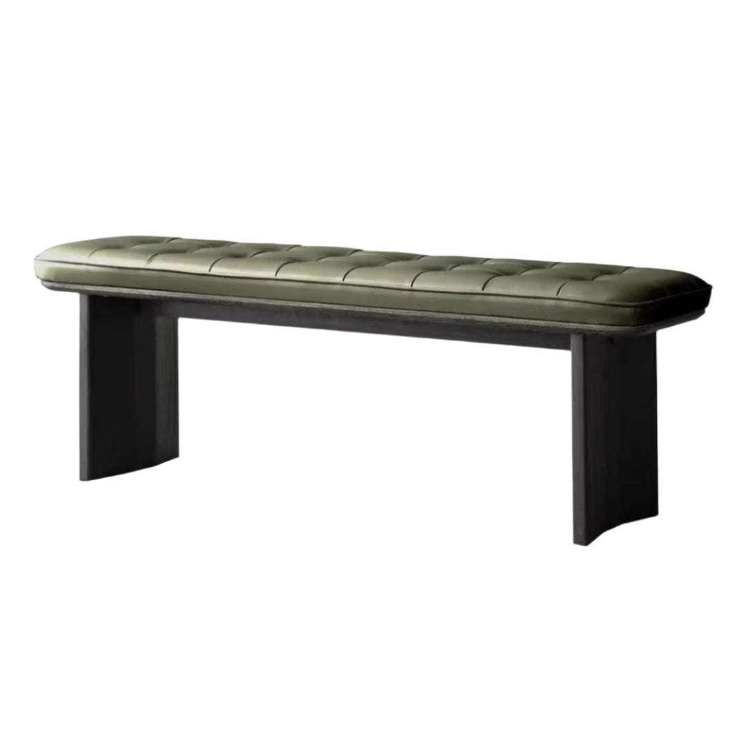 Premium Oak Solid Wood Luxury Bench with Genuine Yellow Cowhide Upholstery - Perfect for Entryway, Living Room, or Bedroom Seating