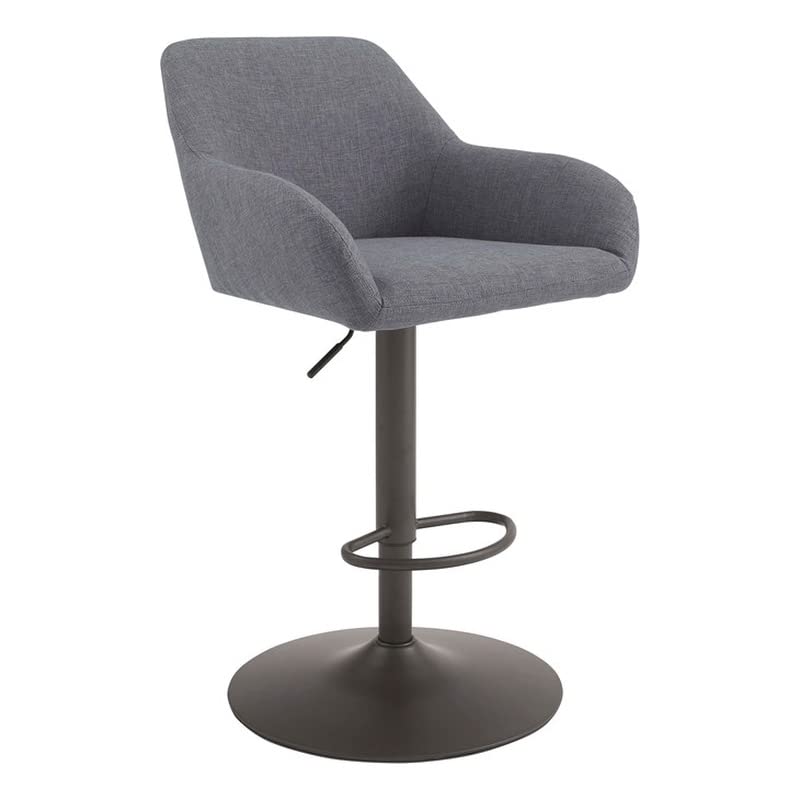 Powell Furniture Linon Jera Adjustable Metal Bar Stool in Gray - Modern Kitchen Island & Home Bar Stool for Dining & Counter Height Seating