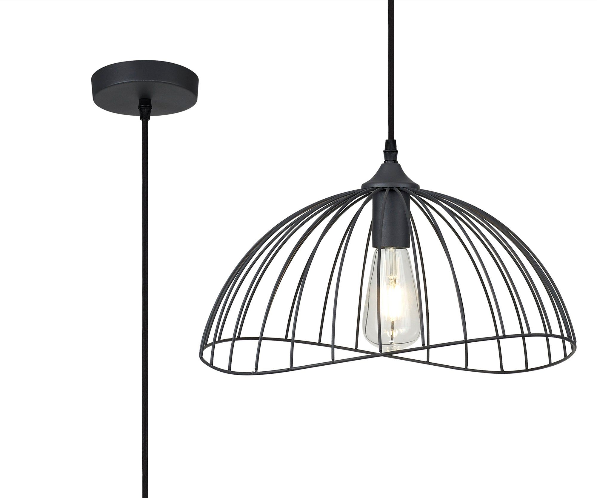 Auclair Dome Pendant Light Fixture - 1 x E27 Socket - Graphite & Gold Finish - IP20 Rated - Perfect for Dining Room, Kitchen Island, or Entryway Lighting