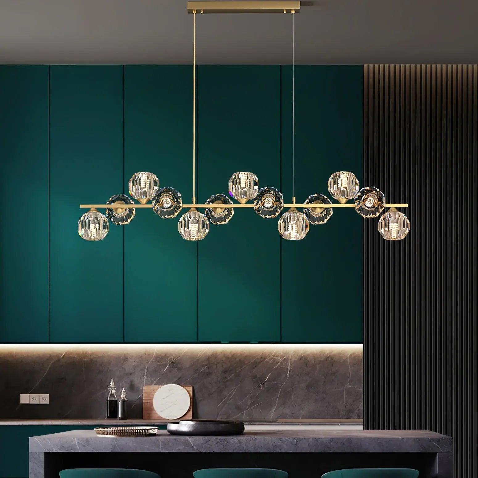 Modern Multi Circular Transparent Glass Ball Linear Pendant Light - Elegant Dining Room & Kitchen Island Lighting Fixture for Home Decor