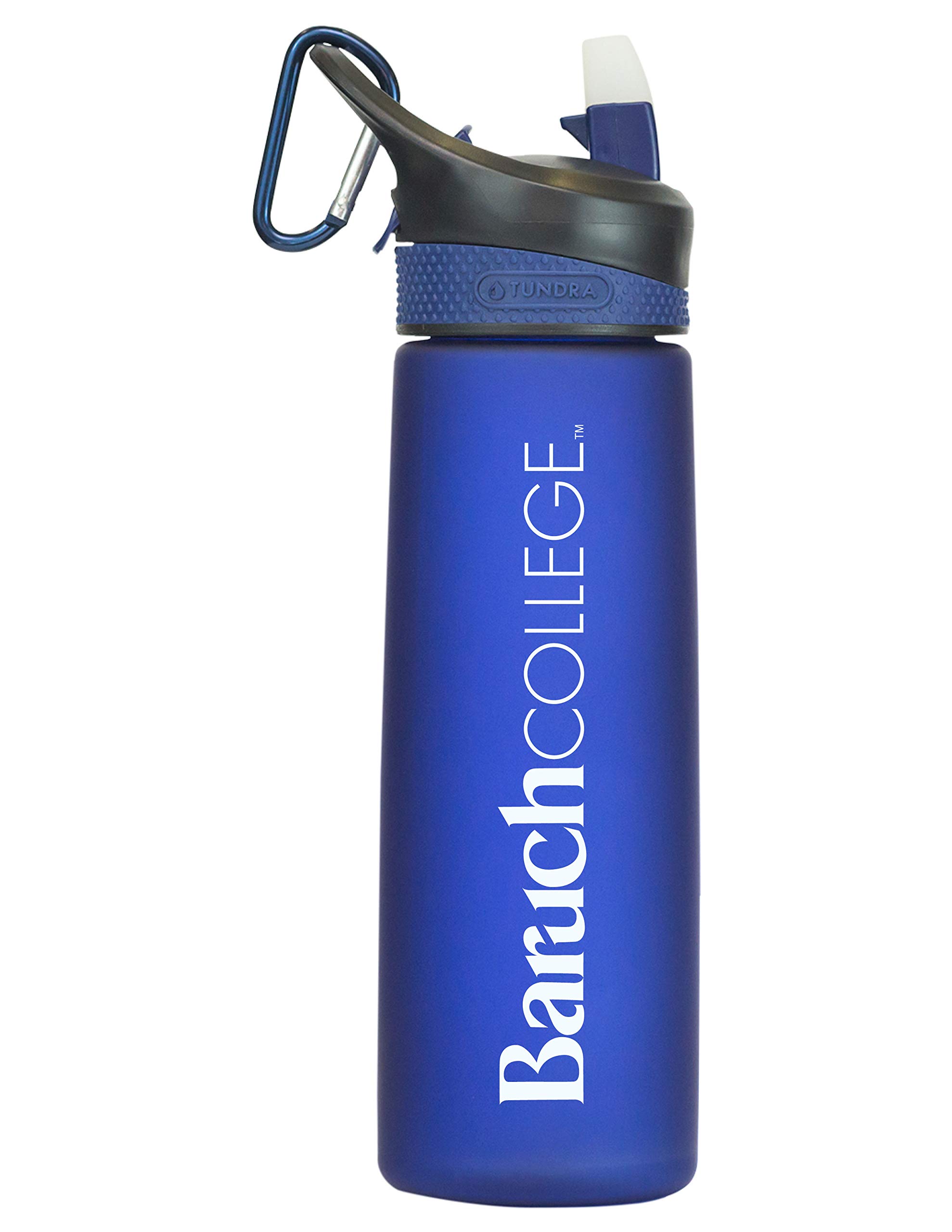 Baruch College Tritan Plastic Frosted Sport Water Bottle - BPA-Free 24oz Leak Proof Water Bottle with Straw Lid for Gym, Hiking & School - Blue Design-1