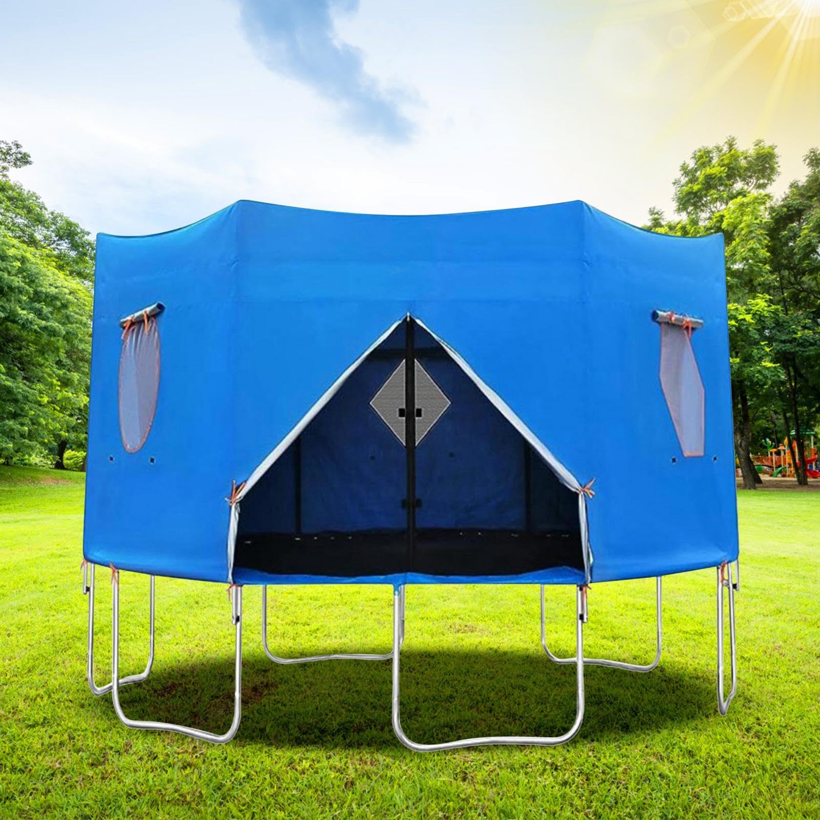 14 FT/15 FT Trampoline Tent Cover - Sun Protection Canopy for Outdoor Playgrounds | Easy to Install Trampoline Top Cover & Sunshade Accessories | Perfect for Backyard Play, Summer Shade & Kids Outdoor Activities