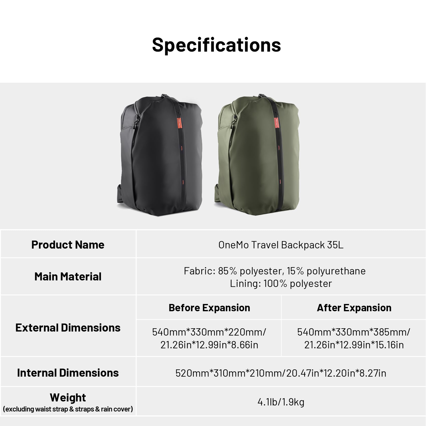 PGYTECH OneMo 35L Travel Backpack - Waterproof Camera Backpack for Photographers & Travelers - DSLR Hiking Backpack Compatible with Canon, Nikon, Sony & DJI Drones - Laptop Compartment Fits 16