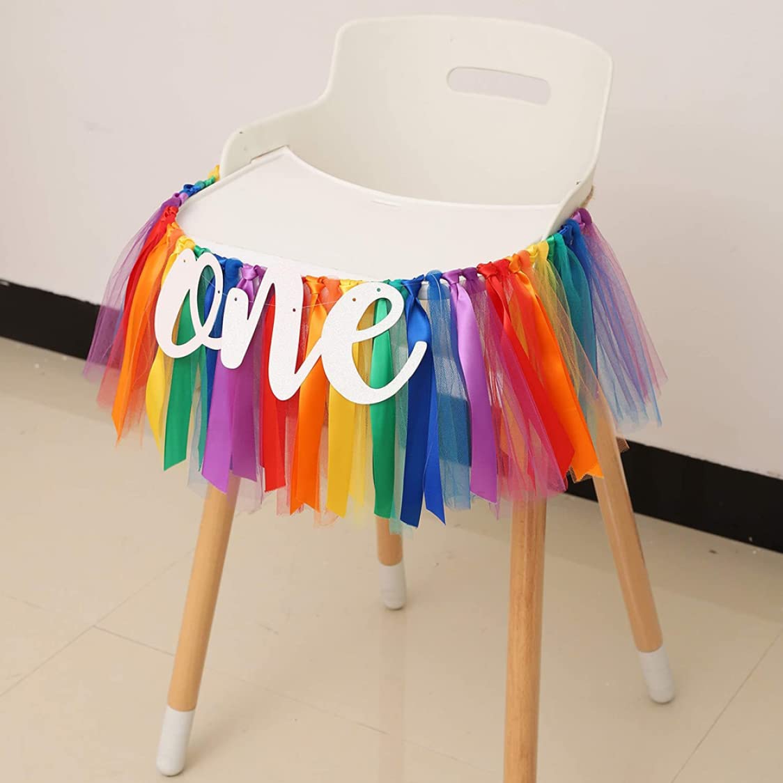 1st Birthday Banner for Baby Girl - Highchair Decoration, Cake Smash Photo Prop, Tulle Garland Banner | Perfect for First Birthday Party Decorations, Baby Shower & Milestone Celebrations