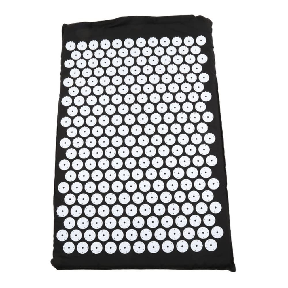 QueenLine Acupressure Massage Mat - Black Yoga Mat for Back Pain Relief & Stress Reduction - Perfect for Home, Office, and Yoga Sessions