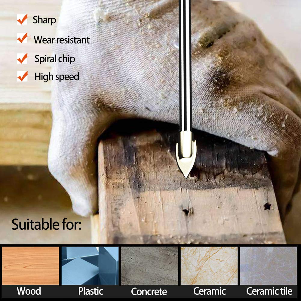 Carbide Glass & Tile Drill Bit Set - 5PCS Multi-Material Hole Opener Kit with 4mm Cutting Diameter for Porcelain, Ceramic, Marble - Perfect for Bathroom Renovation & DIY Home Projects