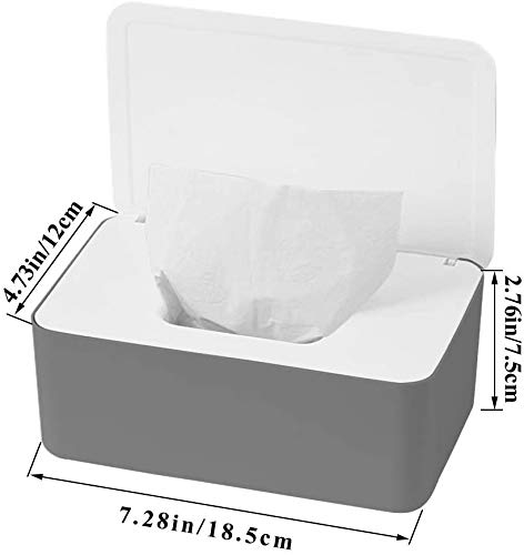 **Wet Wipes Dispenser with Lid - Dustproof Tissue Storage Box for Home & Office Desk - Dark White Gray - Perfect for Bathroom, Kitchen, Nursery & Travel**