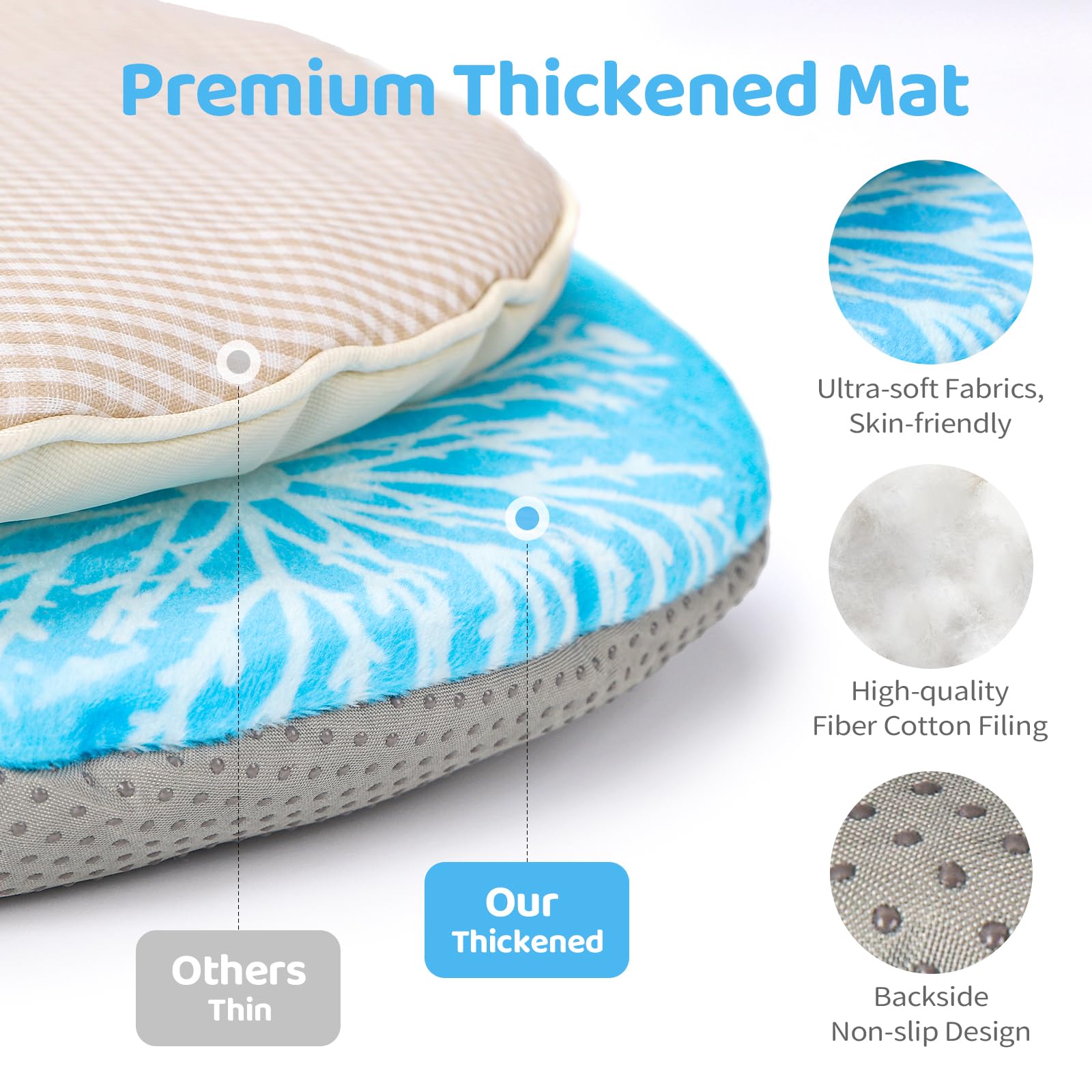 BNAKKON Baby Play Gym Mat - Extra Thick & Soft Activity Mat for Infants 0-18 Months | 5 Detachable Sensory Toys for Tummy Time & Motor Skill Development | Perfect for Nursery, Daycare & Playtime (White)