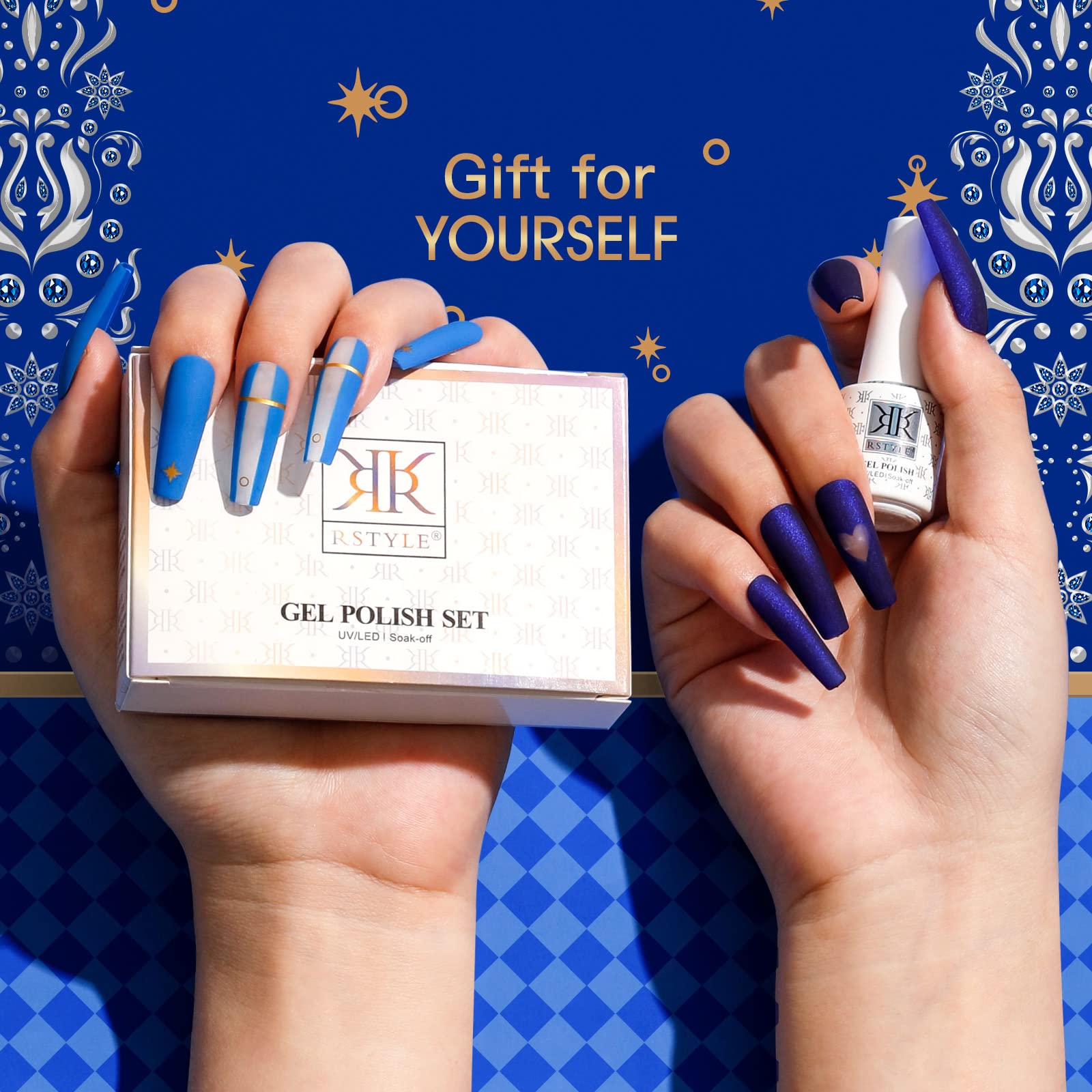 RSTYLE Semi-Permanent Nail Polish Set - Blue Sapphire Gel Nail Polish with UV/LED Light Curing, 5ml x 4 Bottles for Manicure & French Nail Art | Perfect for Home Salon, Party Nails & Gift Giving