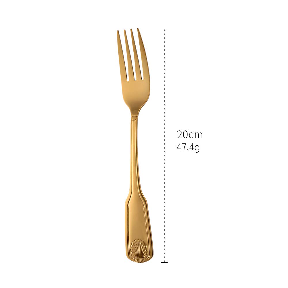 Meisha 7.8-Inch Stainless Steel Dinner Forks Set of 12 - Heavy Duty Mirror Finish Flatware for Kitchen & Restaurant - Gold Cutlery for Fine Dining, Buffets & Catering Events