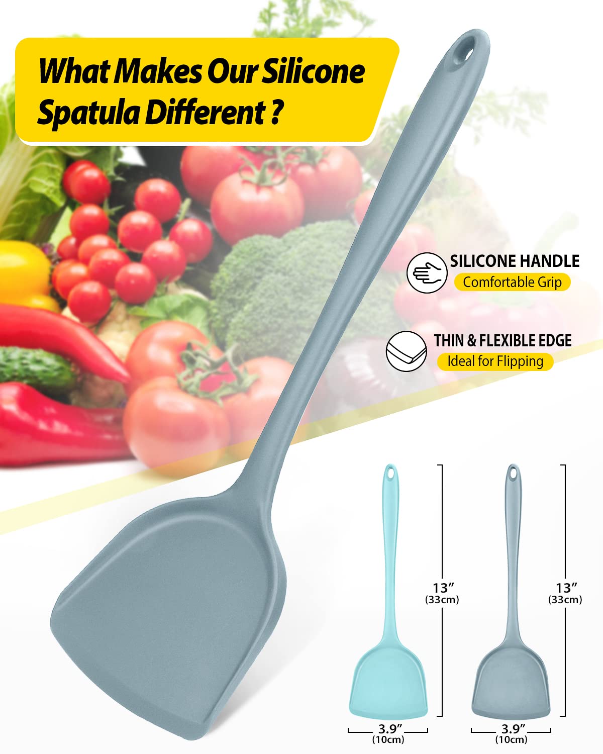 2-Pack Silicone Wok Spatula - Non-Stick, Heat Resistant Cooking Utensil for Stir-Fry, Baking & Sauteing | Dishwasher Safe & Easy Clean | Perfect for Asian Cuisine, Pancakes & Omelets
