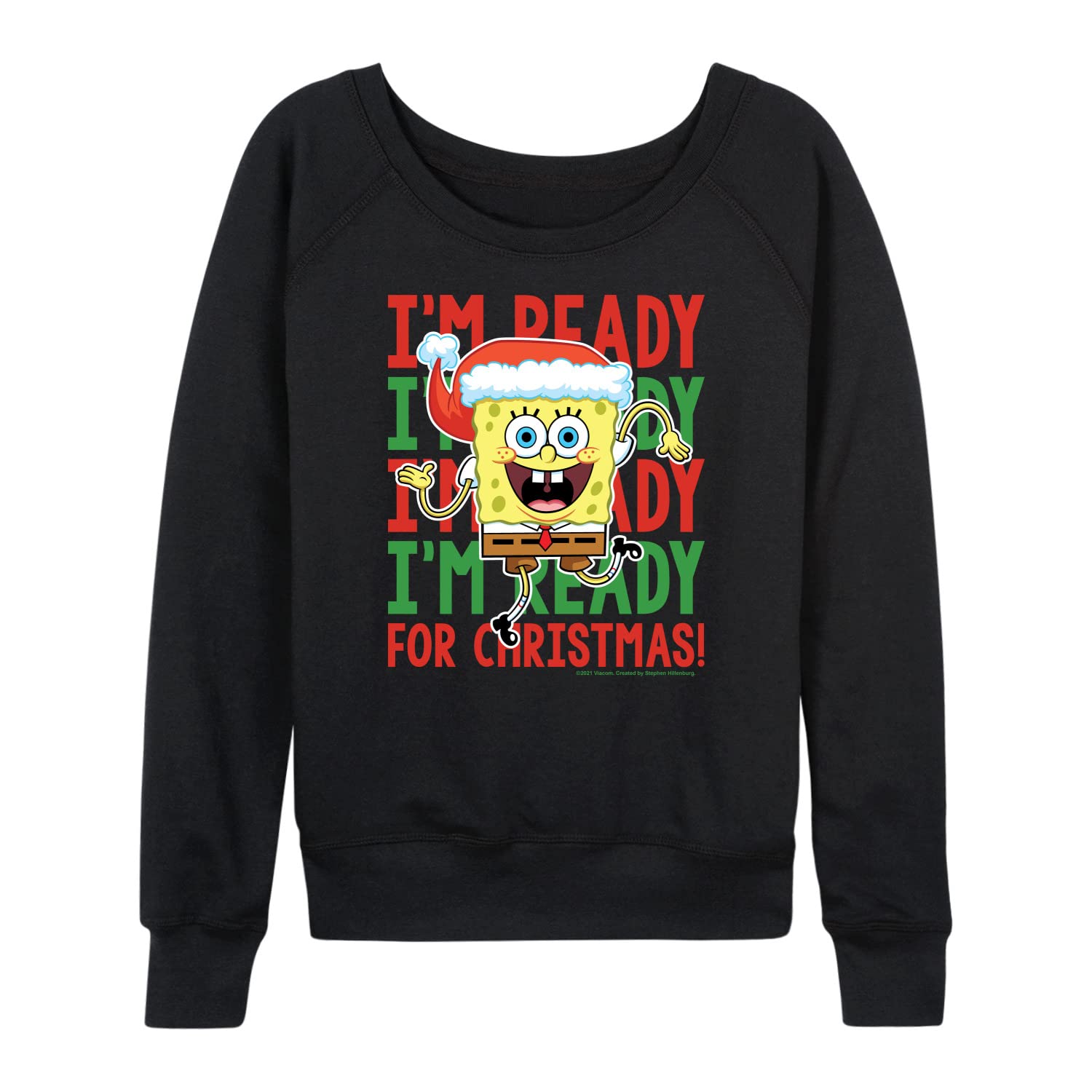 SpongeBob SquarePants Christmas Sweatshirt for Women - Lightweight French Terry Pullover Hoodie - Holiday Gift & Cozy Winter Outfit