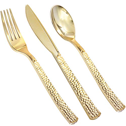180pcs Gold Plastic Silverrware