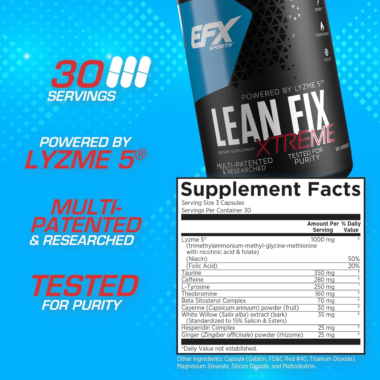 EFX Sports Lean Fix Xtreme Fat Burner & Metabolism Booster - 90 Capsules for Weight Loss & Energy Support - Perfect for Fitness & Bodybuilding Goals