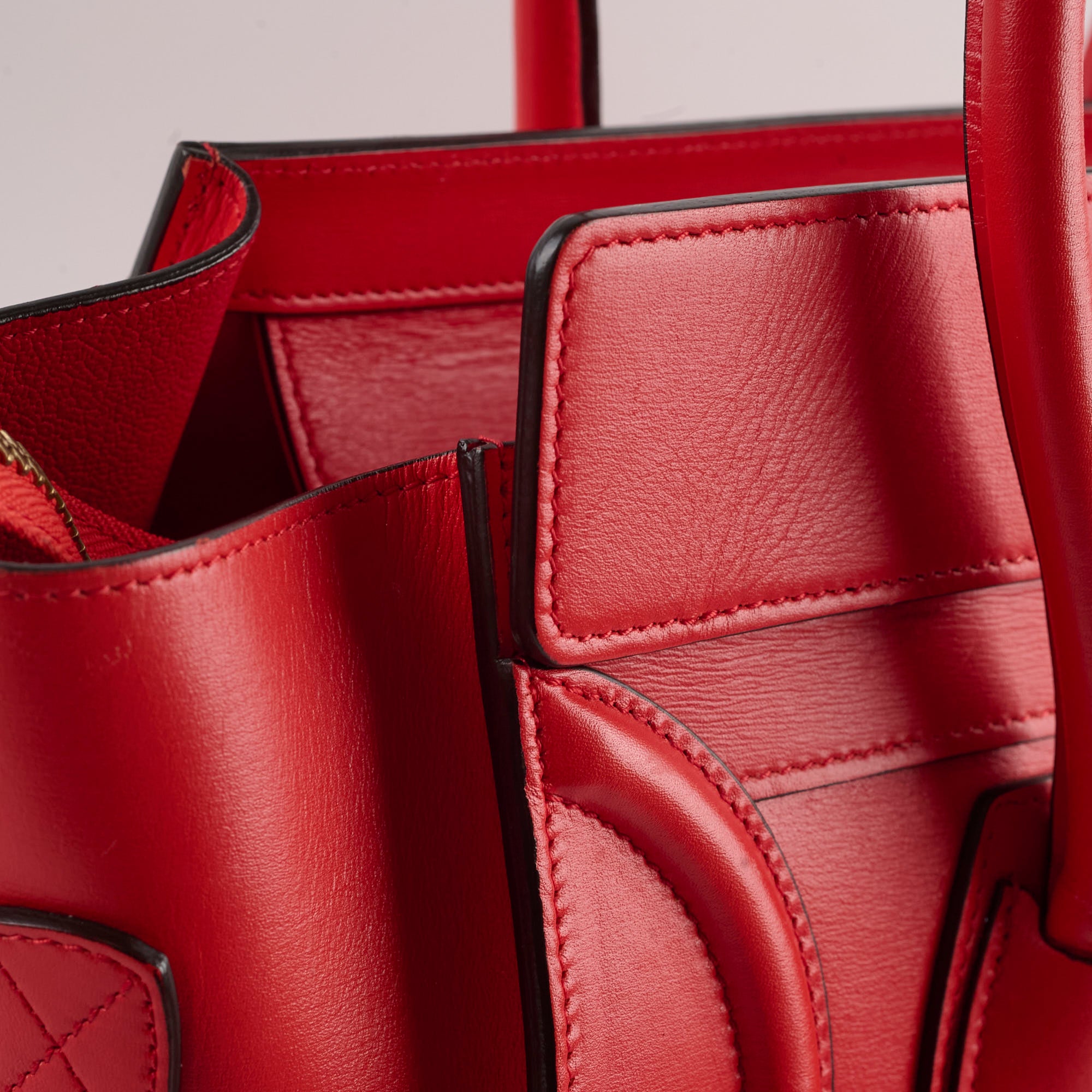 Celine Luggage Micro Handbag in Red | Genuine Leather Crossbody Bag for Women | Perfect for Work, Travel & Everyday Use