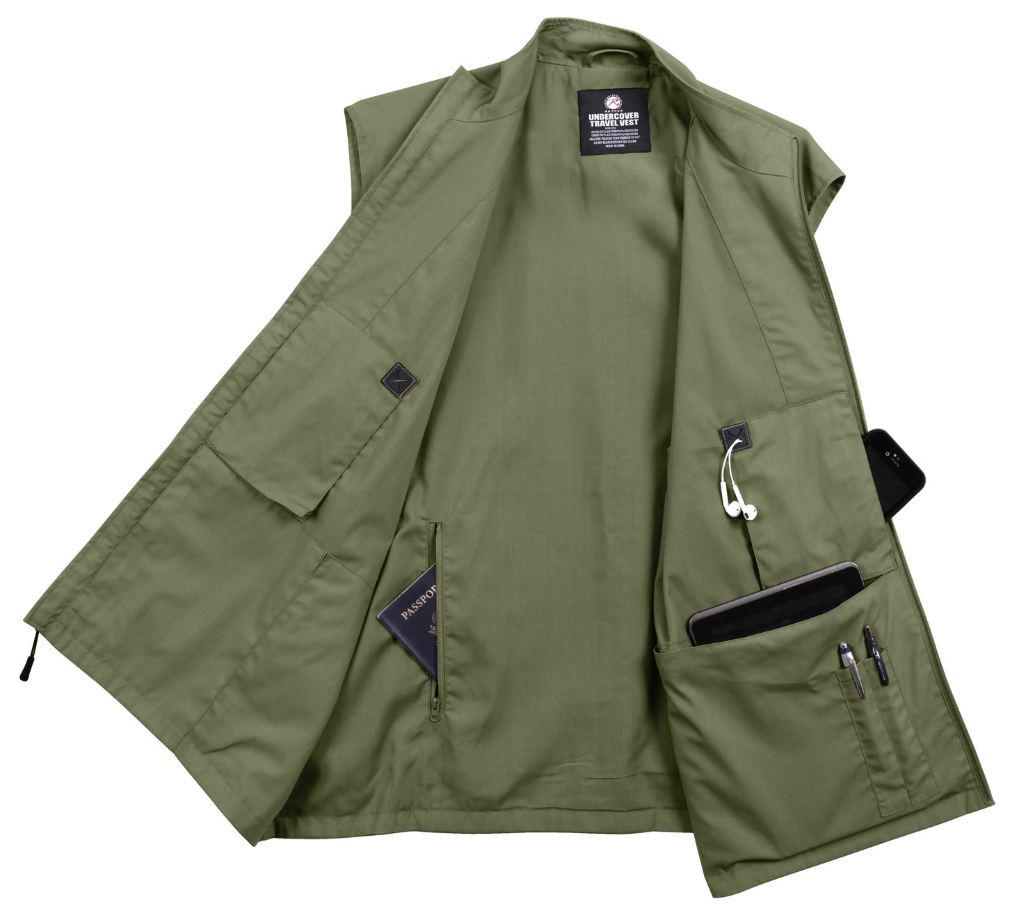 Rothco Undercover Travel Vest - Lightweight Tactical Concealed Carry Vest for Men | Outdoor Adventure, Hiking & Travel | Multiple Pockets & Durable Nylon