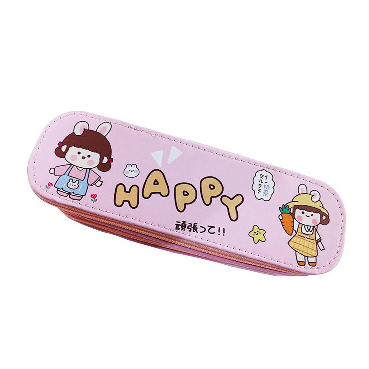 Large Capacity Cute Pencil Case - 2 Compartment School Organizer for Pens, Markers & Stationery | Light Pink Desk Accessory for Students & Office Use