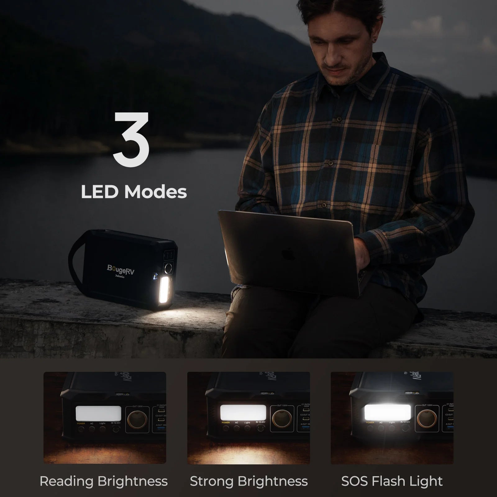 BougeRV JuiceGo 240Wh Portable Power Station - Solar Generator for Camping, RV, Emergency Backup & Outdoor Adventures | Compact & Lightweight Lithium Battery Pack