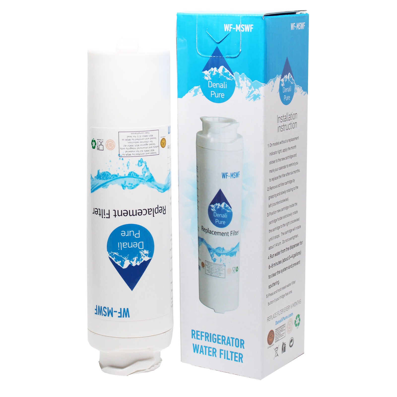 5-Pack GE PSW23PSWASS Refrigerator Water Filter Replacement - Compatible with GE MSWF Fridge Filter Cartridge | Clean & Fresh Drinking Water for Home & Office Use