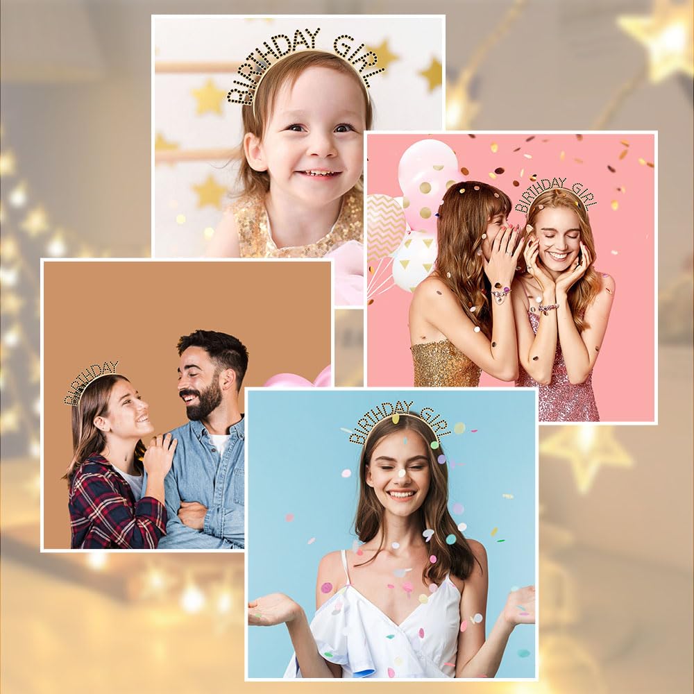 Gold & Black Rhinestone Birthday Tiaras for Women & Girls - Princess Crown Headbands for Christmas, Birthday Parties & Celebrations - Elegant Happy Birthday Accessories & Decorations