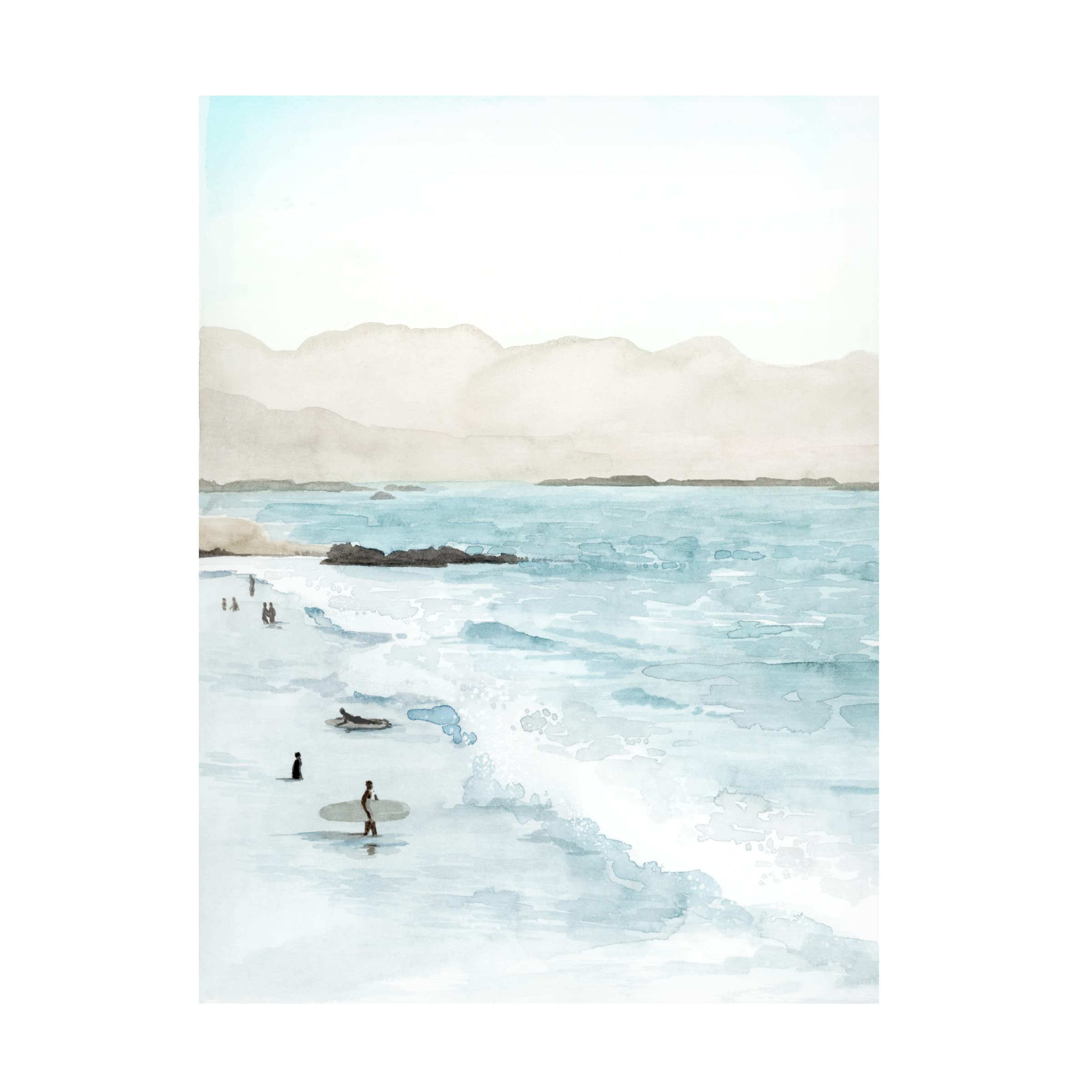Grace Popp 'In The Surf I' Canvas Wall Art Print - Coastal Beach Decor for Living Room, Bedroom & Office - Seascape Painting for Home & Office Decor