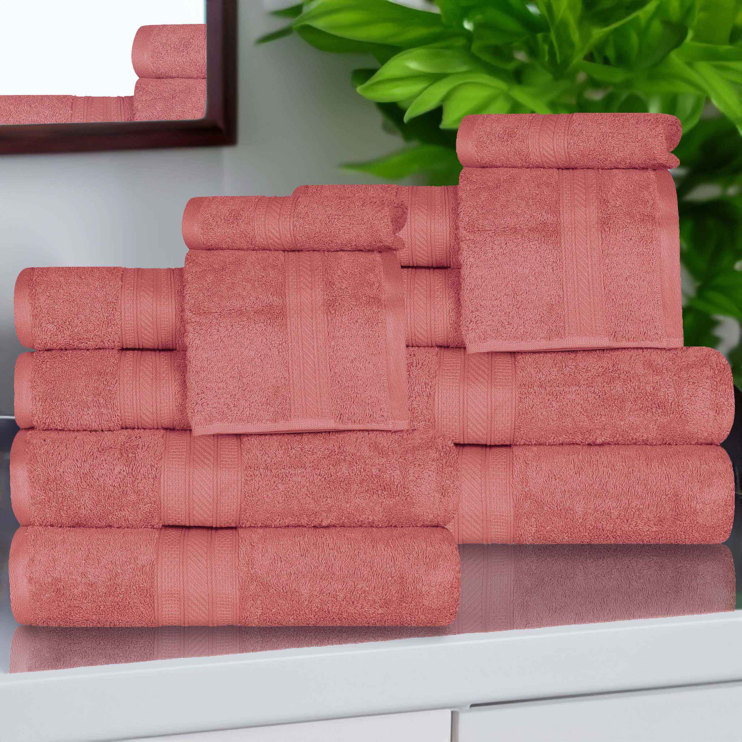 Premium Atlas Cotton Plush Heavyweight Luxury 12-Piece Bath Towel Set - Ultra Soft & Absorbent for Spa, Hotel, and Home Use