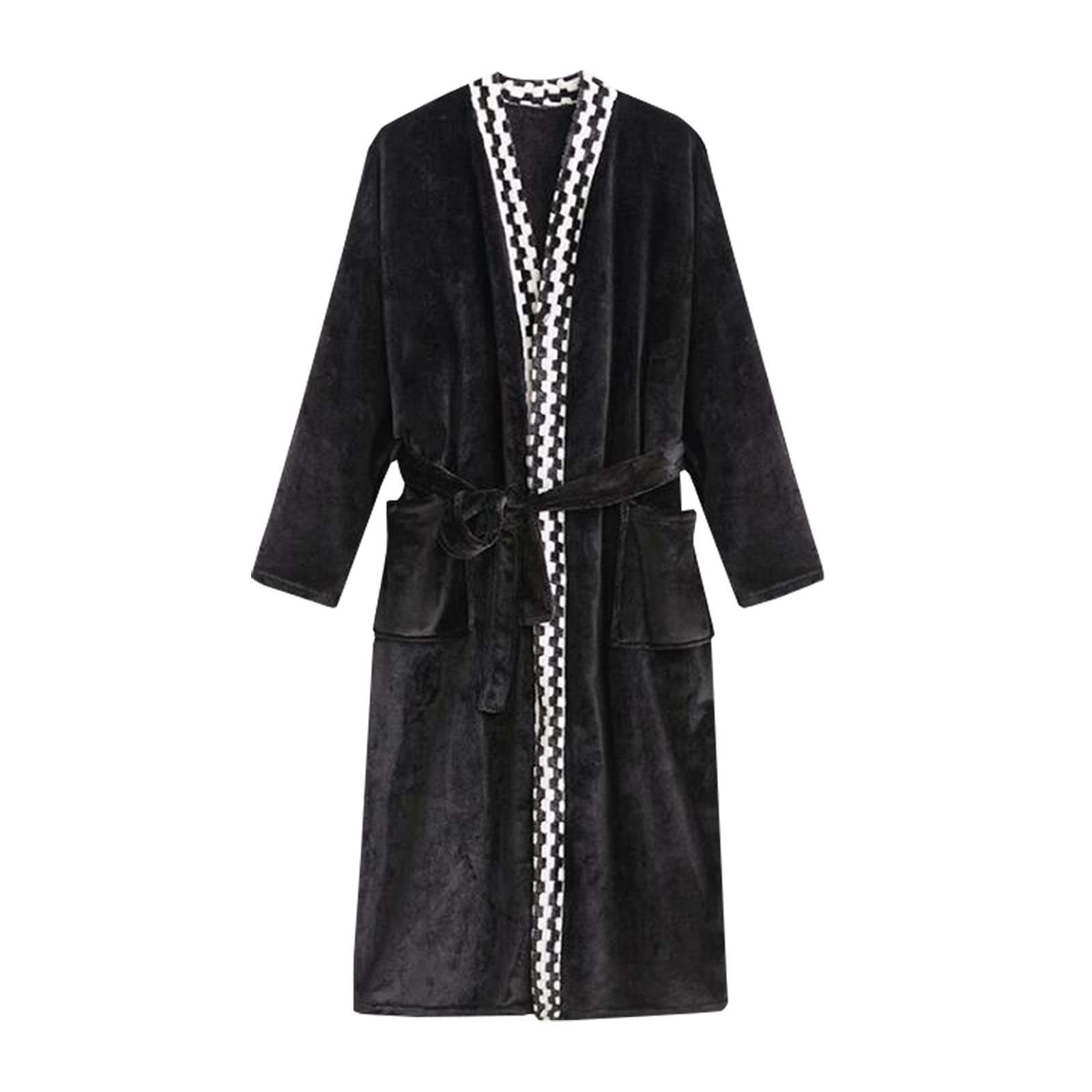 Men's Flannel Robe - Thick Coral Fleece Bathrobe for Home & Spa