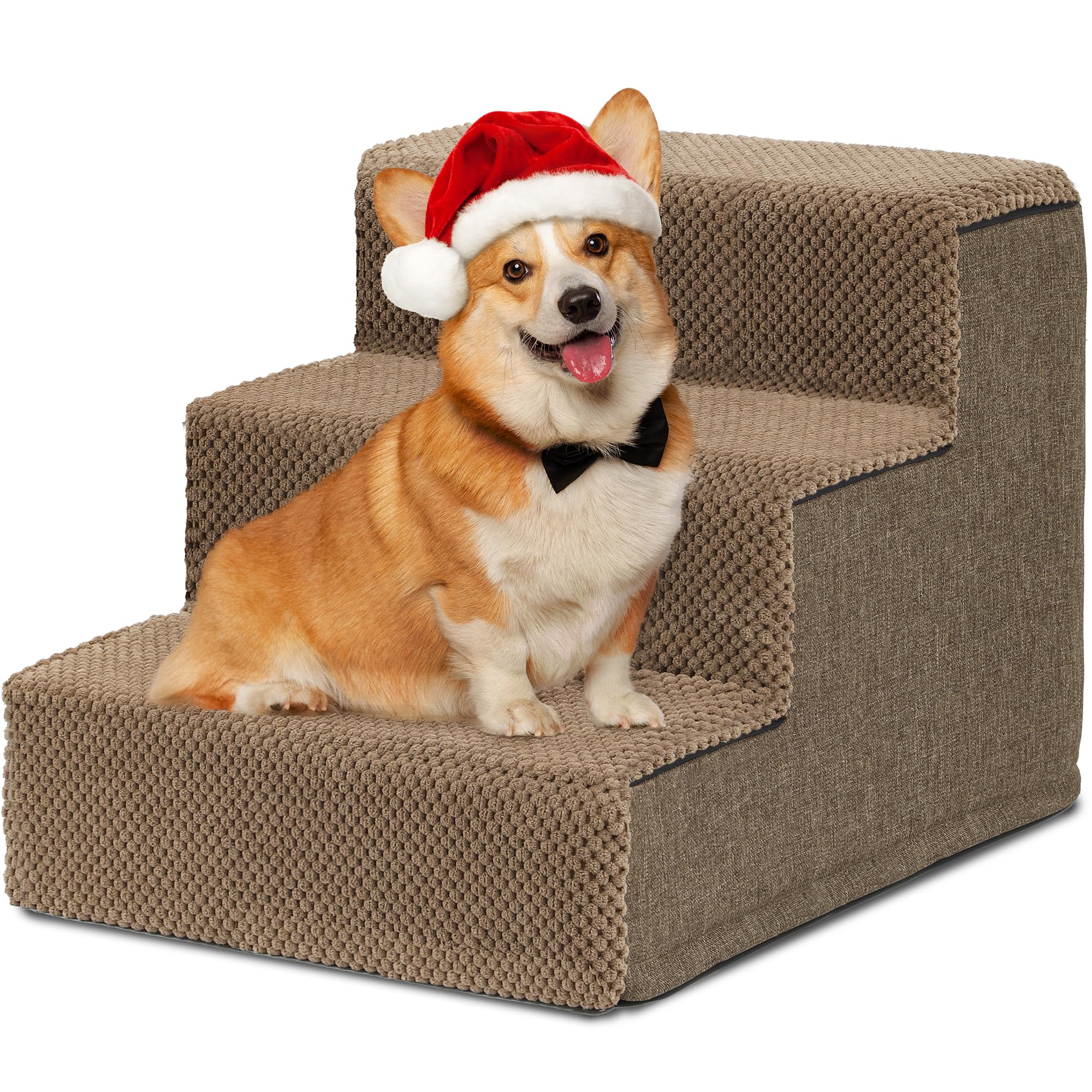 YITAHOME 3-Tier Foam Dog Stairs for High Beds & Couches - Non-Slip Pet Steps for Small Dogs & Senior Pets with Washable Cover & High-Strength Boards | Perfect for Bedroom, Living Room & Pet-Friendly Homes