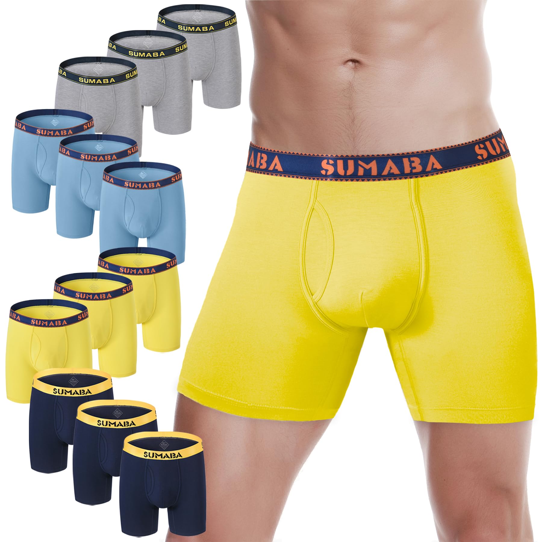 Premium Long Leg Men's Boxer Briefs with Pouch & No Ride-Up - Breathable Comfort Underwear for Active Lifestyles - Gym, Workout & Everyday Wear