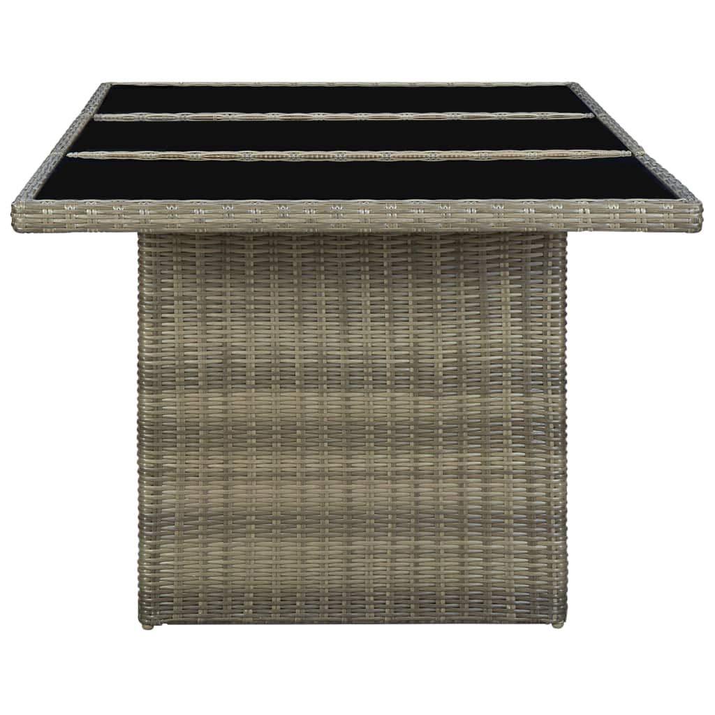 Outdoor Dining Table - Weather Resistant Brown Poly Rattan with Tempered Glass Top - Patio Furniture for Backyard, Lawn, Balcony & Poolside Entertaining