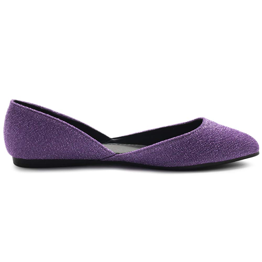 Ollio Women's Glitter Ballet Flats - Comfortable Pointed Toe Casual Shoes for Work, Party & Everyday Wear | Style F112
