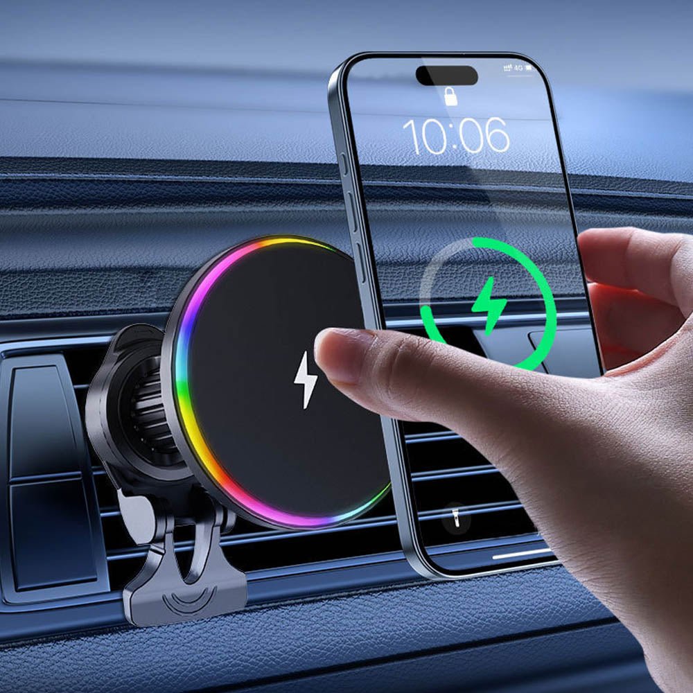 Voltsense Wireless Car Charger Mount - Fast Qi Charging Phone Holder for iPhone & Android - Perfect for Commuting, Road Trips & Hands-Free Driving