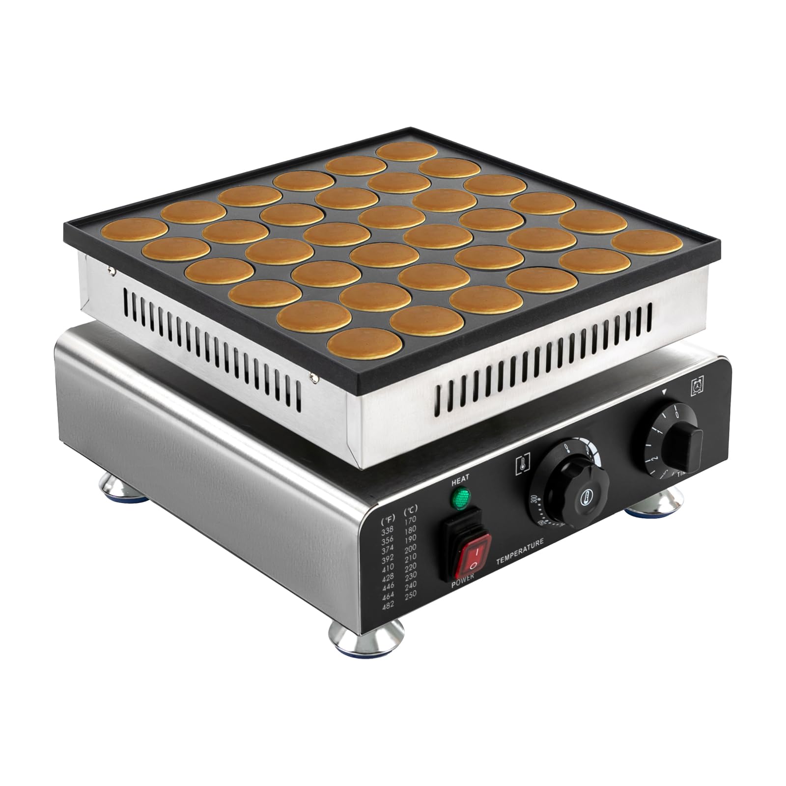 DHBREK 36pcs Mini Pancake Maker Machine - Electric Non-Stick Pancake & Muffin Iron for Home, Bakery & Restaurant - 850W 110V Fast 5-Minute Batch Cooking - Perfect for Breakfast, Brunch & Party Snacks