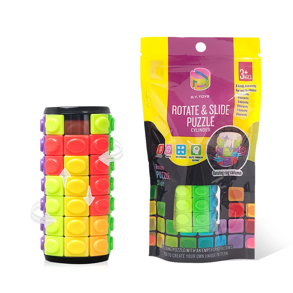 Rotating and Sliding Puzzle Toy - 8 Colors, 7 Layers Fidget Cube with Detachable Pieces for Stress Relief, Brain Training, and Sensory Stimulation | Perfect for ADHD, Autism, Office Desk Toys, Birthday Gifts, Easter Basket Stuffers & Party Favors