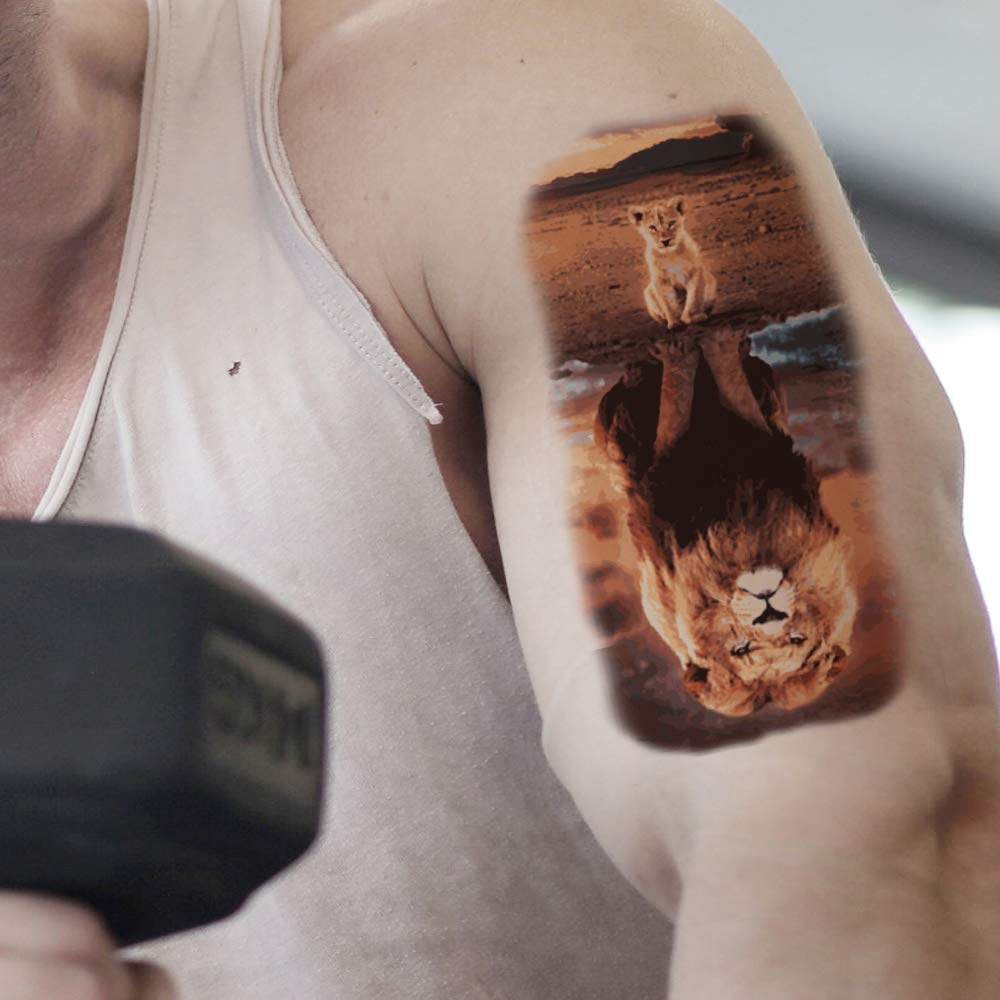 Voorkoms® Lion Temporary Tattoo - Waterproof Fake Tattoos for Men & Women - Perfect for Parties, Halloween & Cosplay Costumes