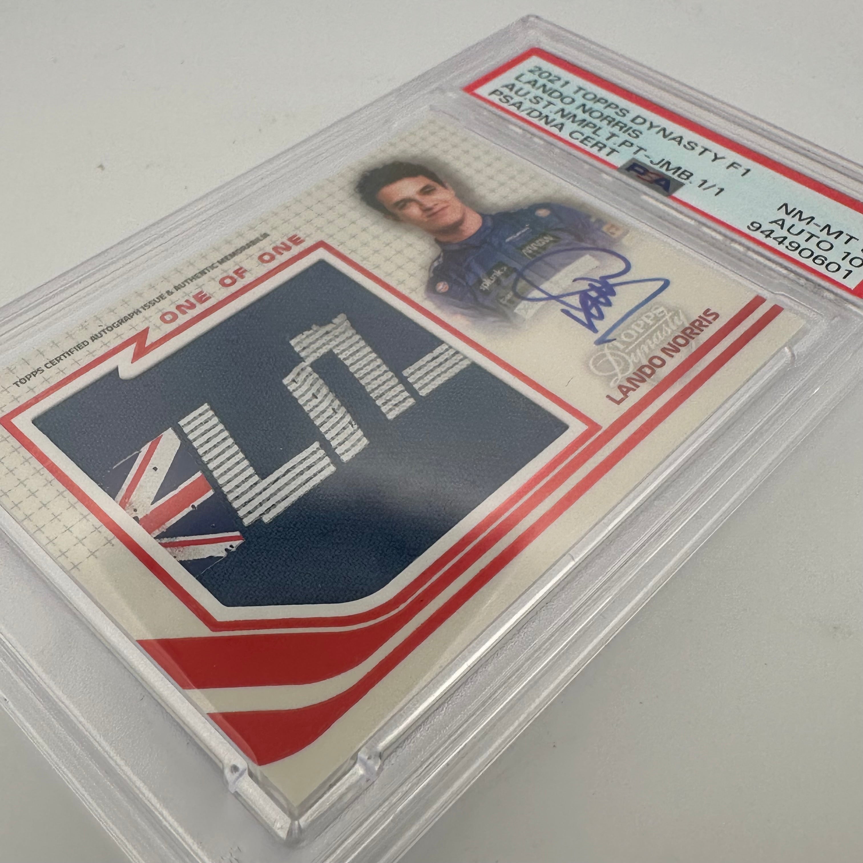 PSA 10 Lando Norris 2021 Dynasty #ANJP LN Autograph Suit Nameplate Jumbo Patch - F1 Racing Collectible for Display & Investment