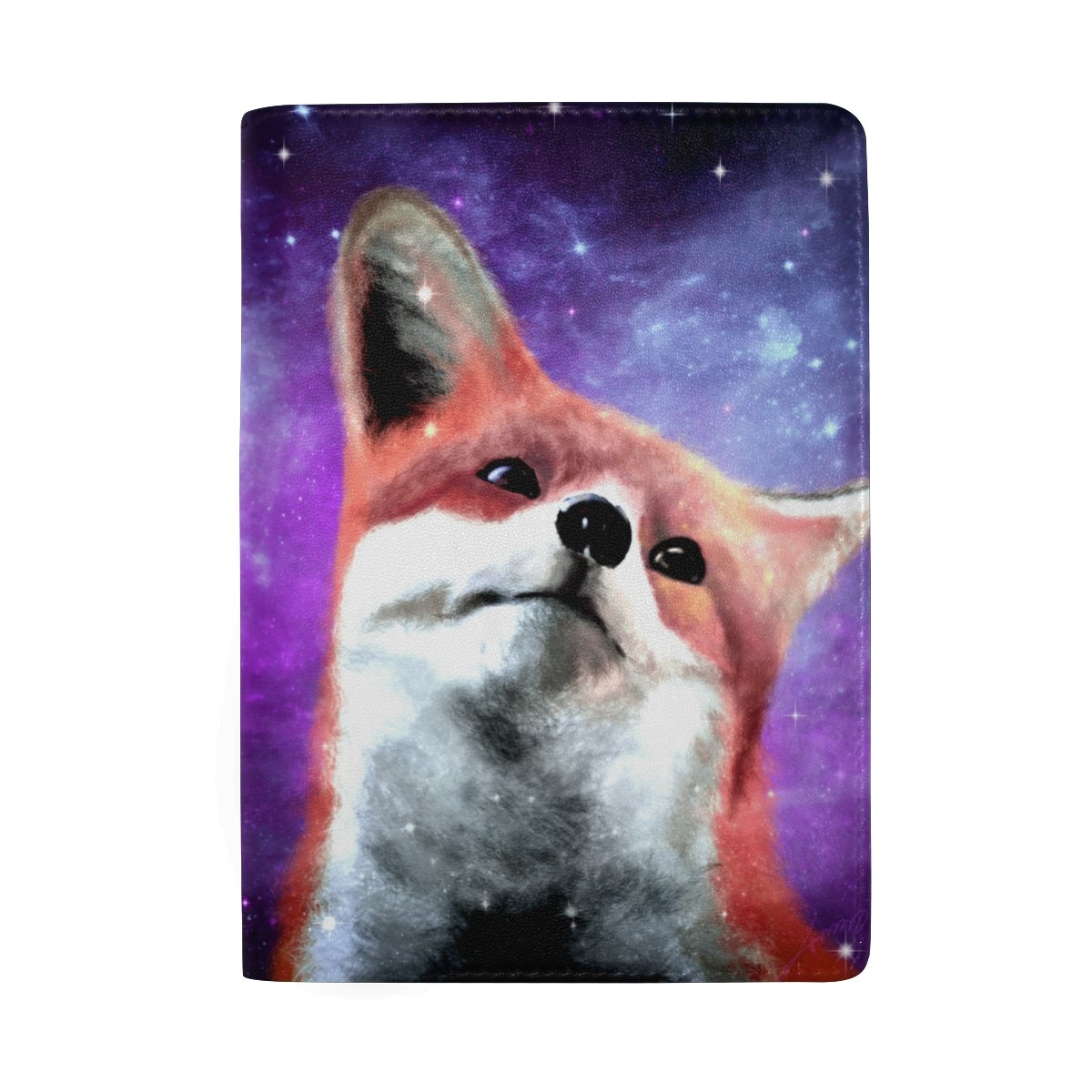 Premium RFID Blocking Leather Passport Holder - Space Nebula Fox Design Travel Wallet for Women & Men | Secure ID Protection for International Flights, Business Trips & Vacation Travel Accessories