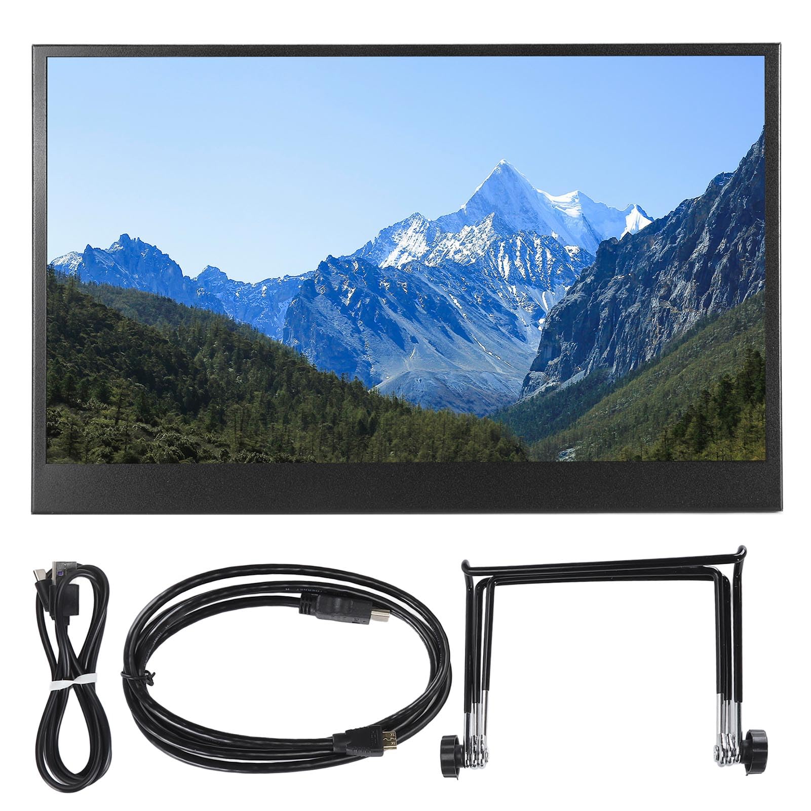 14 Inch Portable Monitor with Kickstand - 1920x1080 FHD USB-C External Display for Laptop, Gaming & Work - Built-in Speakers, HD/Micro USB Ports - Perfect for Travel, Office & Multi-Screen Setup