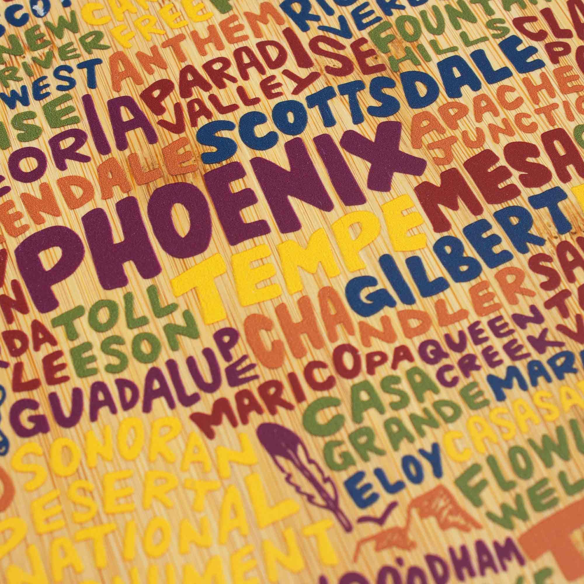 Premium Arizona-Themed Cutting Board with Wander on Words™ Artwork – Perfect for Kitchen Prep, Charcuterie Boards & Home Decor